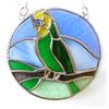 RESERVED Budgerigar Ring Stained Glass Suncatcher Budgie Green