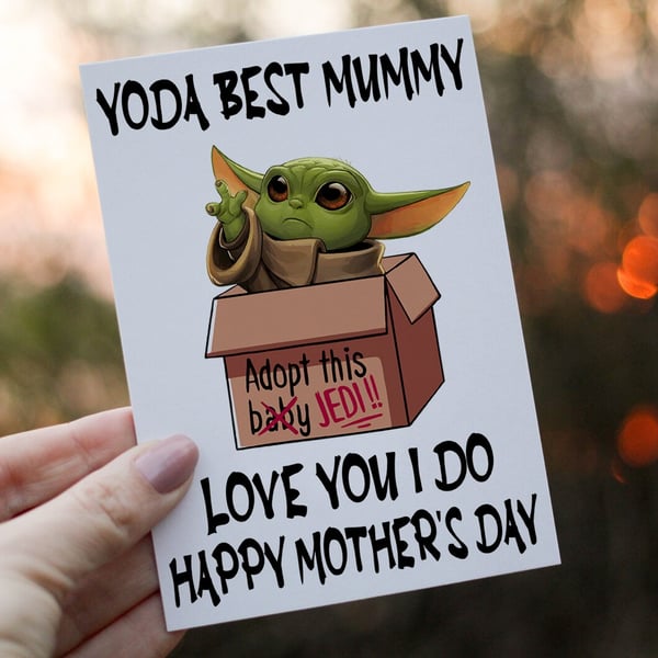 Yoda Best Mummy Happy Mother's Day Card, Wonderful Mum, Card for Mum