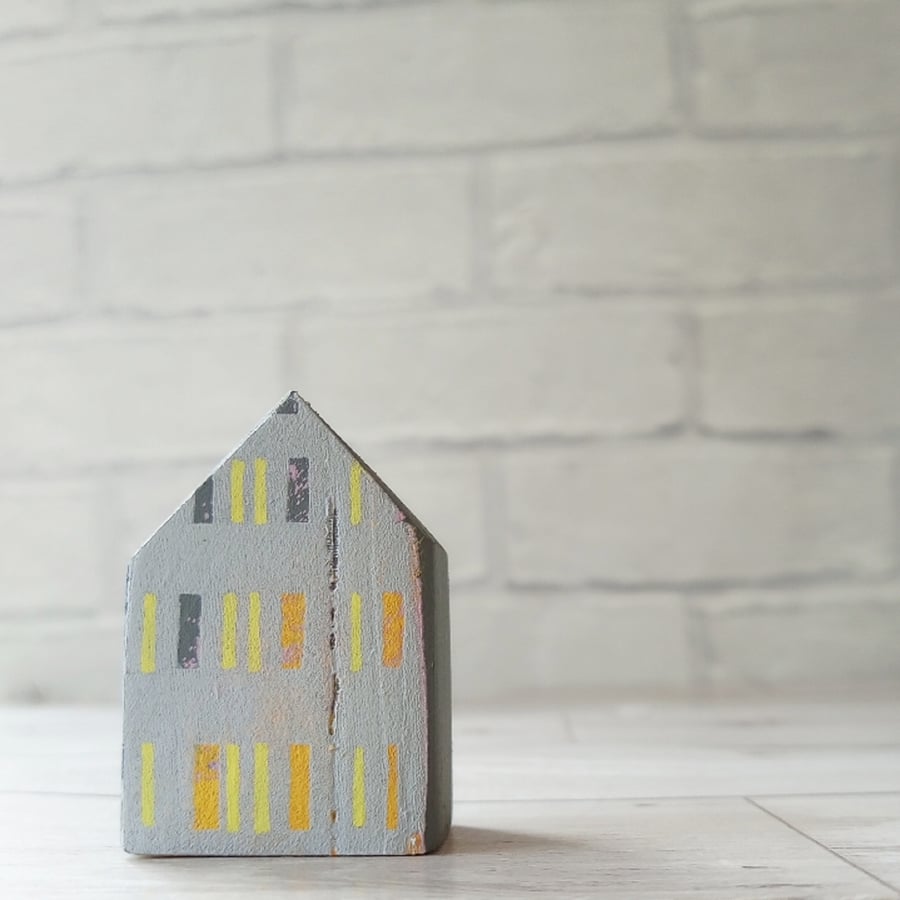 Miniature Wooden House, Little Painted House, House Ornament, Housewarming Gift