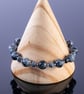 Bracelet Snowflake Obsidian and Sterling Silver Stretchy handmade - Image 8