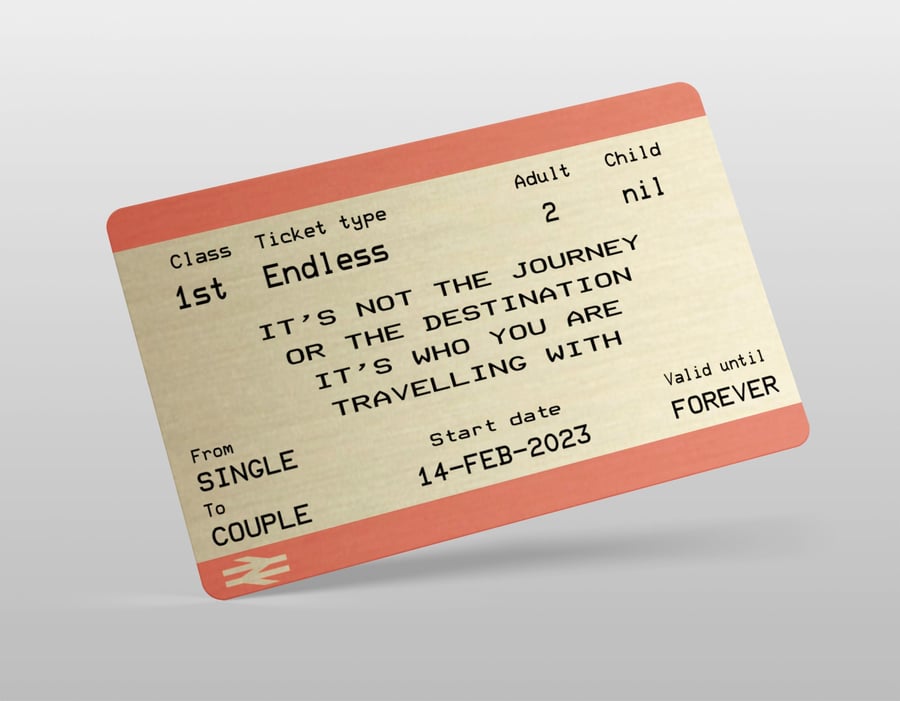 Personalised Metal Wallet Purse Card Keepsake Love Train Ticket 
