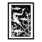 Sawfish And Sharks A4 Original Art Pen And Ink Drawing