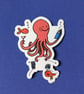 Pink octopus sticker - die cut, vinyl - Image 1