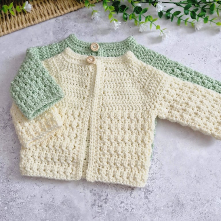 Baby Crochet Cardigan, Size Newborn to 2 Years, Made To Order