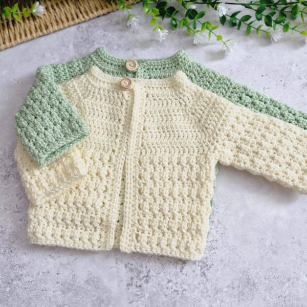 Baby Crochet Cardigan, Size Newborn to 2 Years, Made To Order