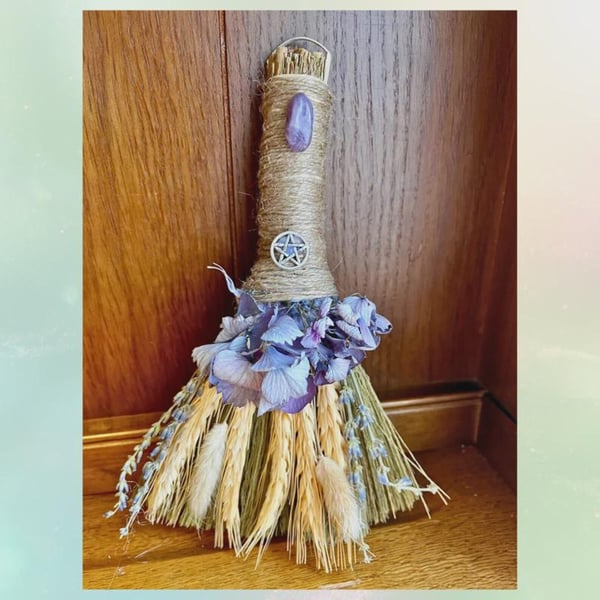 Altar Besom Broom Crystal Gemstone Wiccan Pagan Altar Decor Witch Witchy Gothic