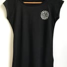 Allium Flower Womens black raglan sleeve bamboo and organic cotton T Shirt 
