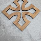 Set of 6 Celtic Cross  Bamboo Coaster – Modern Laser-Cut Drink Mat