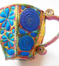 Teacup and Saucer Textile Art Free Machine Embroidery  - Image 6