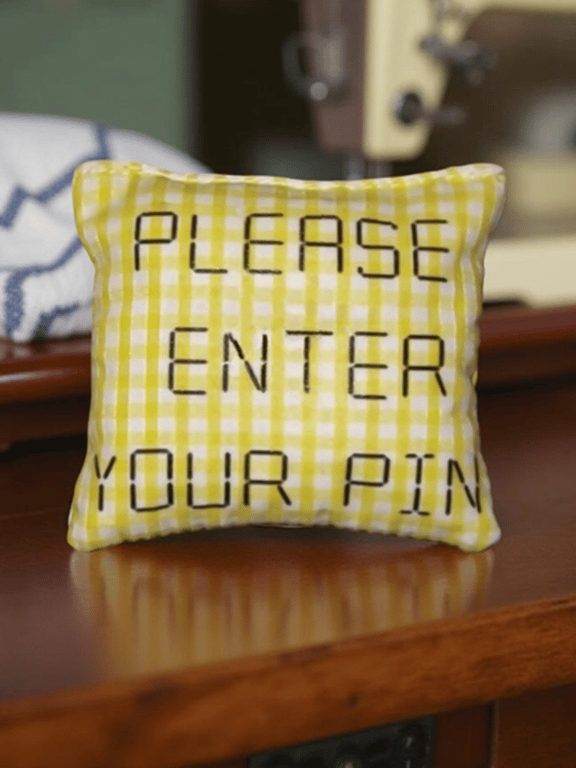 Novelty Pin cushion Yellow gingham Sewing room accessory