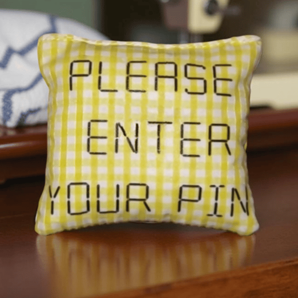 Novelty Pin cushion Yellow gingham Sewing room accessory