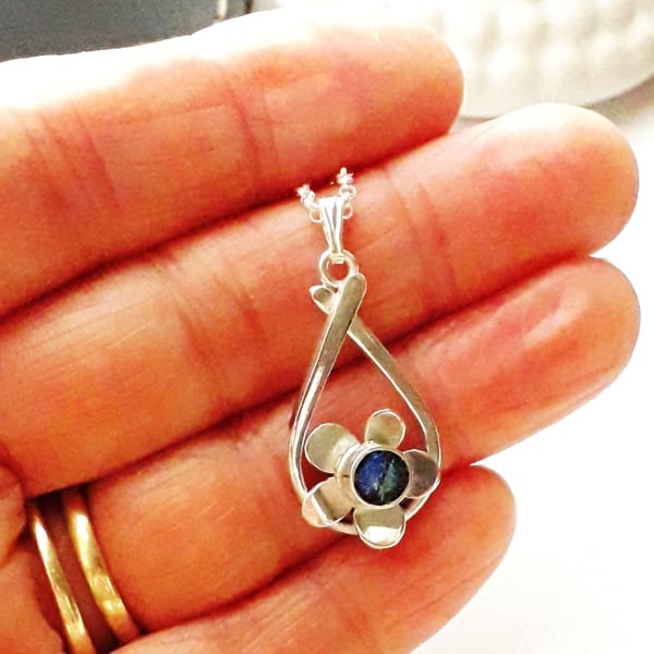 Wello Opal flower pendant sterling silver Handmade October Birthstone sale