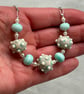 mint green and cream bumpy lampwork glass beaded necklace - Image 5