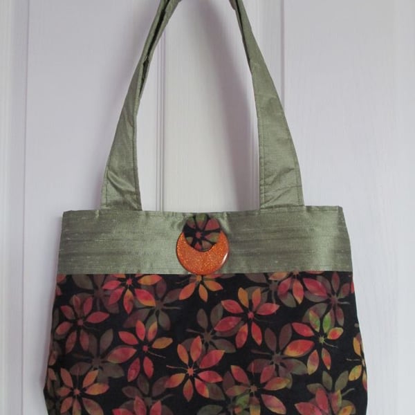 SOLD - Autumn Leaves Batik Bag