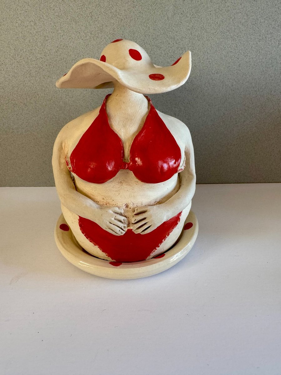 ceramic watering bell Red bikini ready!