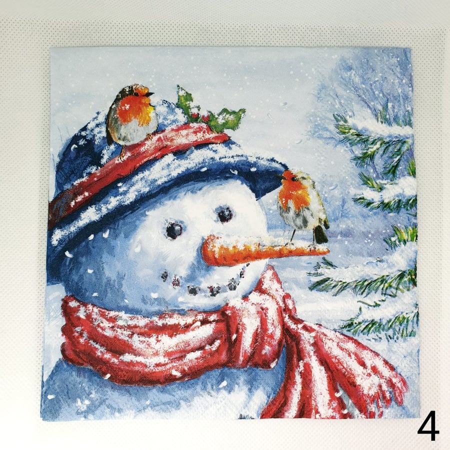 10 Pcs 33cm x 33cm Christmas Snowman Tissue Paper Decoupage