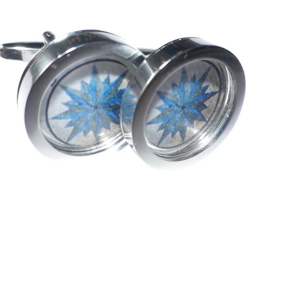 B lue Asteroid cufflinks. presentation box, gift wrapped, free shipping 3555