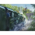 STEAM RAILWAY Art Greeting Card- LMS Royal Scot- Train Birthday Card- 7x5 Blank