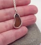 Amber brown Seaglass & Sterling Silver Pendant  - Image 3