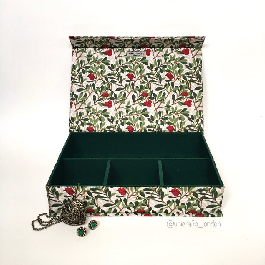 William Morris Winter Berry Handmade Box, Fabric Covered, Multipurpose Box 