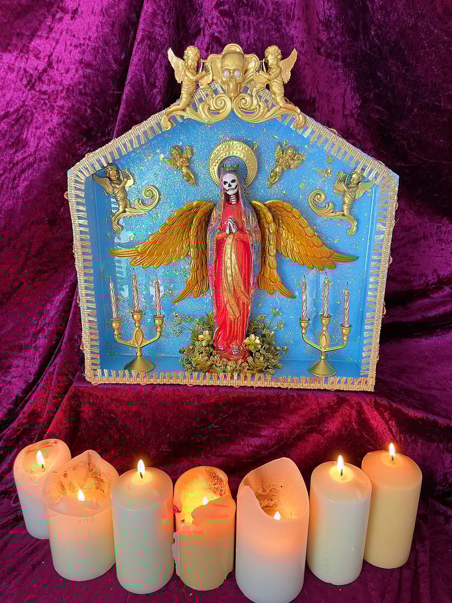 Santa Muerte Handmade Folk Art Shrine 