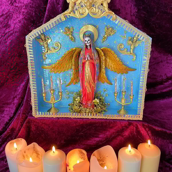 Santa Muerte Handmade Folk Art Shrine 