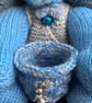 Rabbit with knitted basket keepsake holder - Blue – Special Gift  - Image 2