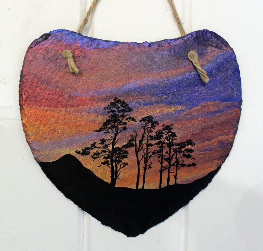 Large Slate Heart - Torridon Pines