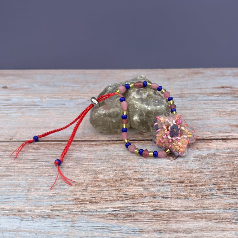 Bead and Felted Charm BoHo style Bracelet - Lavender Star