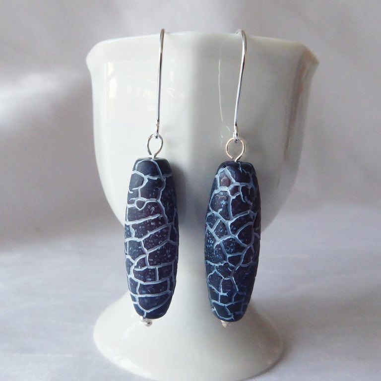 Embers - Sterling Silver and Weathered Agate Earrings 