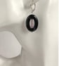 Black Agate, Crystal Sterling Silver Earrings  - Image 2