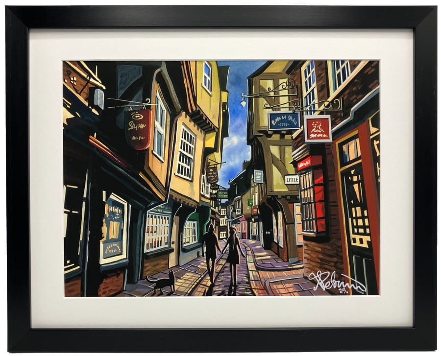 York The Shambles Yorkshire Urban Cityscape Framed Art Print 14" x 11" Frame 