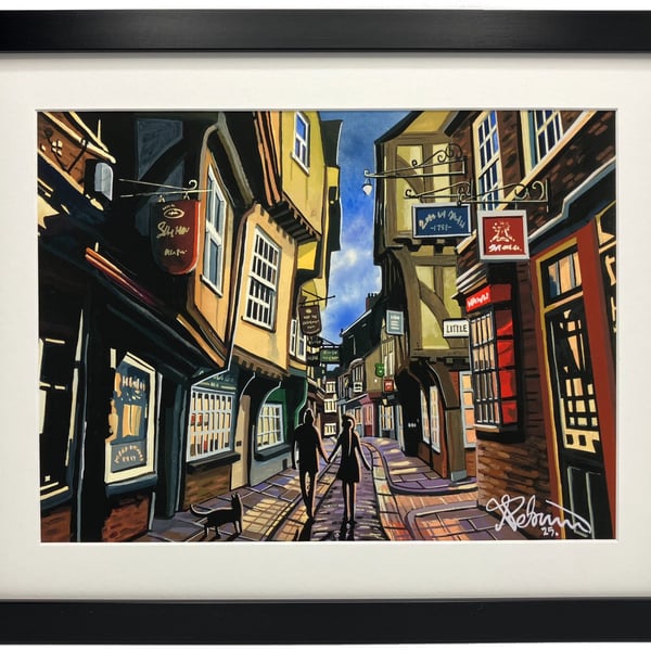 York The Shambles Yorkshire Urban Cityscape Framed Art Print 14" x 11" Frame 