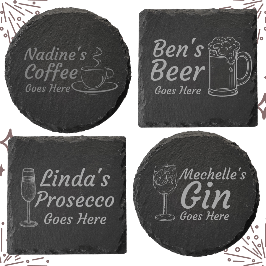 Personalised Drink goes here coaster, Birthday, Housewarming, Christmas