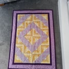 Baby Quilt, Purple, Lilac & Yellow, Log Cabin, 36ins x 26ins, Washable