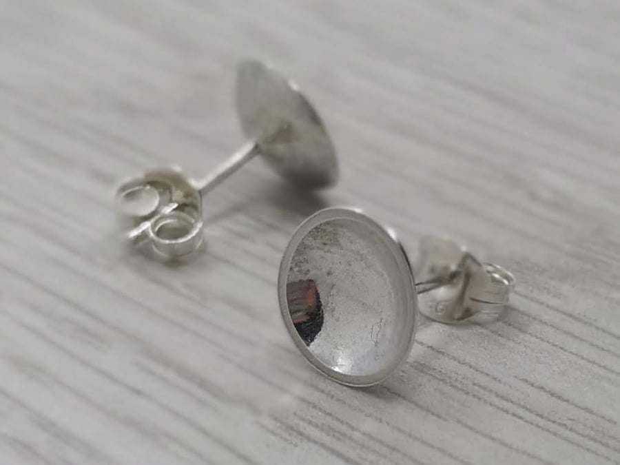 Domed Silver Stud Earrings