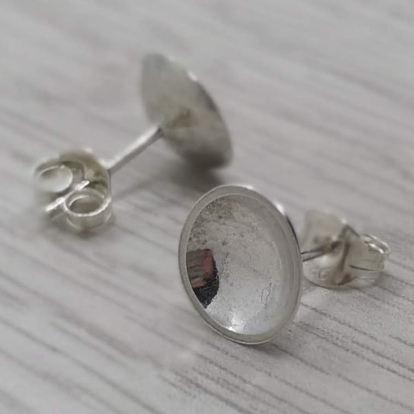 Domed Silver Stud Earrings