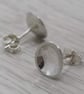Domed Silver Stud Earrings - Image 1