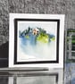 Abstract Handpainted Blank Card Of A Hilltop Cottage With Trees - Image 10