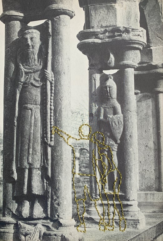 Hand embroidered vintage book page