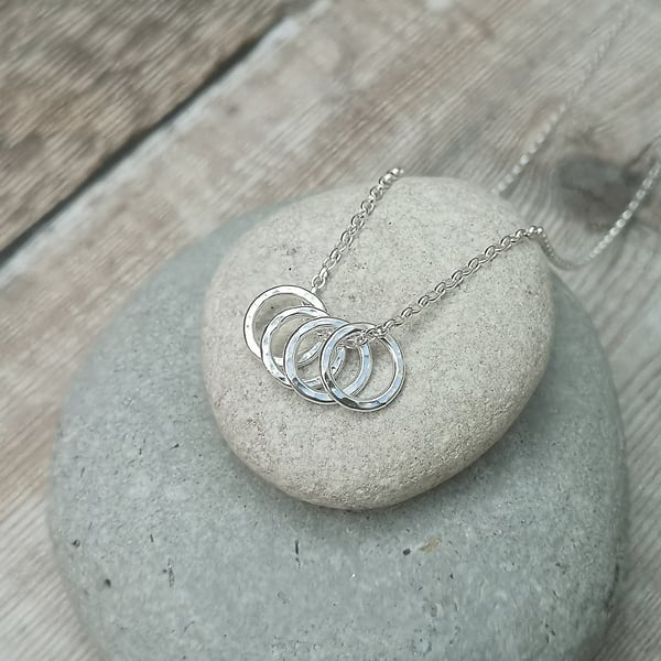 Sterling Silver 4 Circle Necklace, 40th Birthday, Fortieth Birthday - JBJ2029