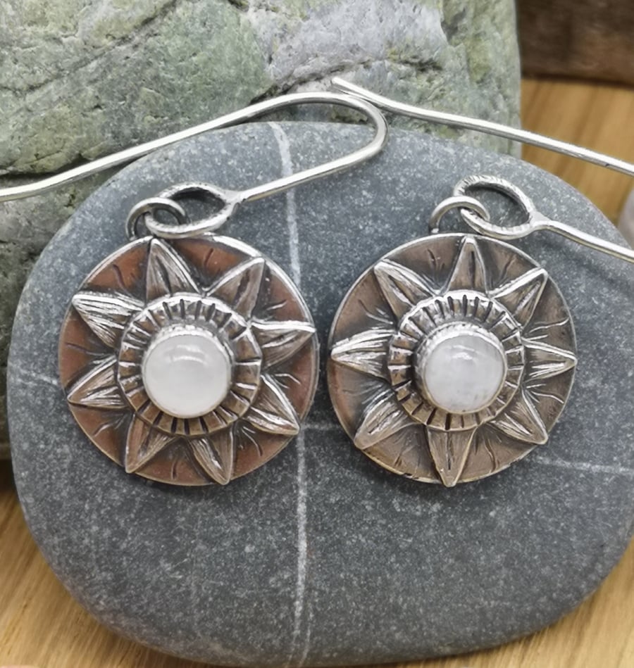 Moonstone Flower Earrings