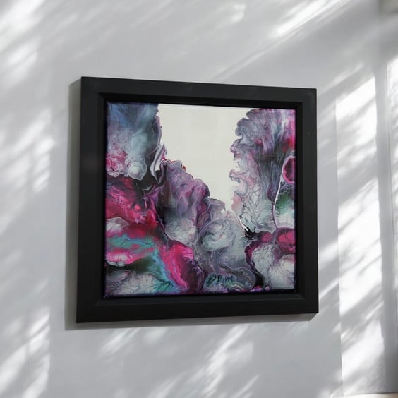 Daydream in pink acrylic abstract framed 