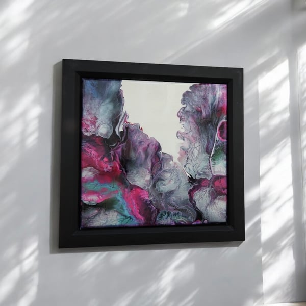 Daydream in pink acrylic abstract framed 