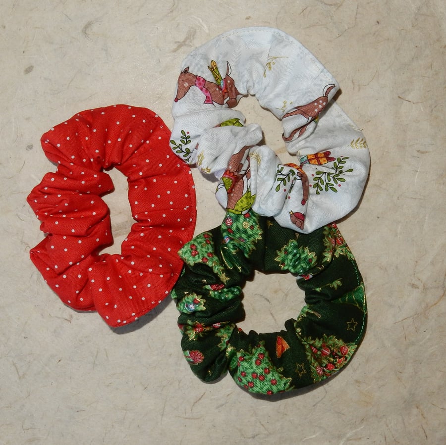 Christmas scrunchies set of three