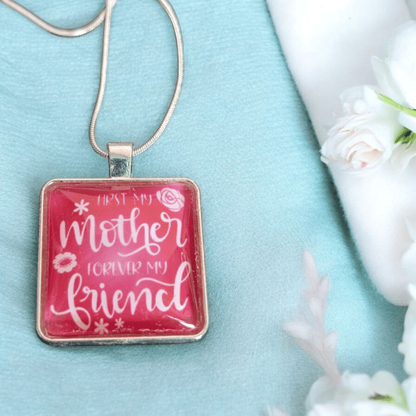 Necklace Stirling silver "first my mother forever my friend"