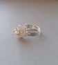 Statement  sterling silver ring with natural quartz and CZ. 925 Silver.  - Image 1