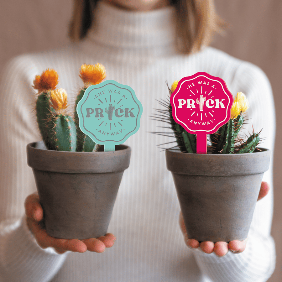 Prick Anyway - Central Cactus Plant Tag: Small Funny Breakup Divorce Gift 