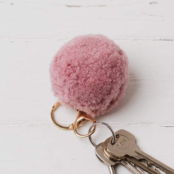 Summer Seconds Pom Pom keyring bag charm - calamine pink