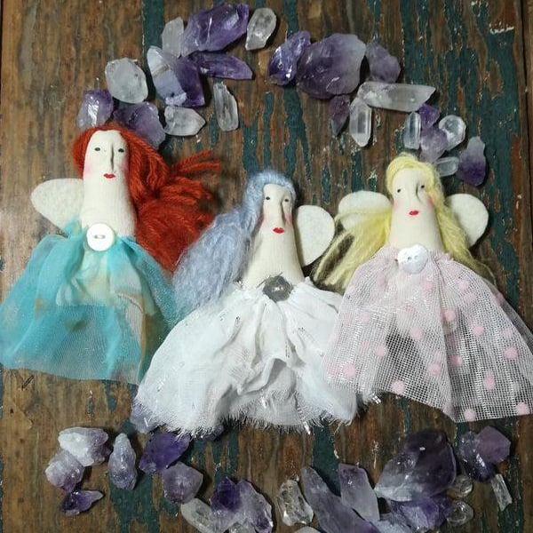 Art Dolls, Angel dolls, mini art dolls, altar angels, keepsake dolls, wish doll